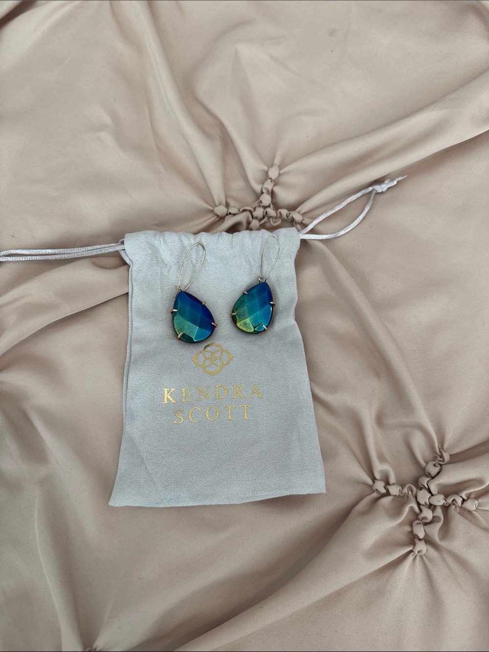 Kendra Scott Blue-Green Iridescent Teardrop Earrings